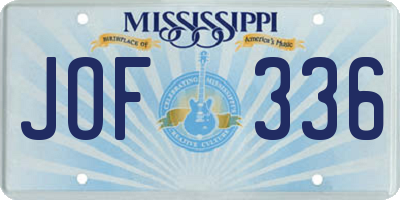MS license plate JOF336