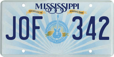 MS license plate JOF342