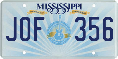 MS license plate JOF356