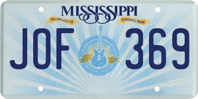 MS license plate JOF369