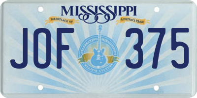 MS license plate JOF375