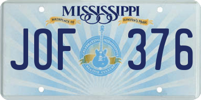 MS license plate JOF376