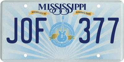 MS license plate JOF377