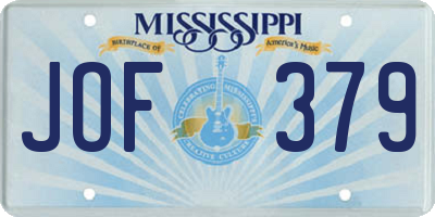 MS license plate JOF379