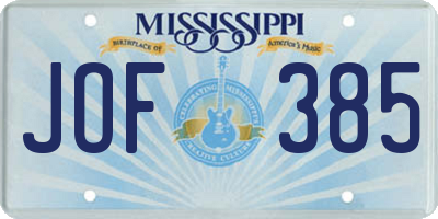 MS license plate JOF385
