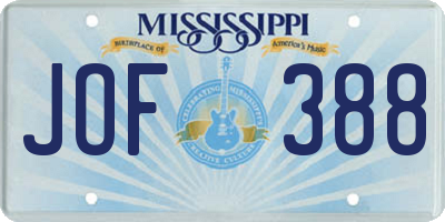 MS license plate JOF388