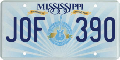 MS license plate JOF390