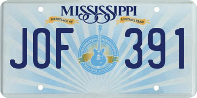 MS license plate JOF391