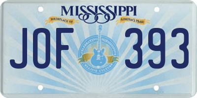 MS license plate JOF393