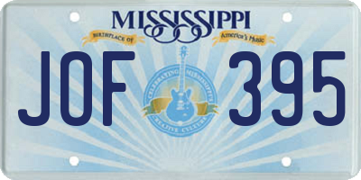 MS license plate JOF395