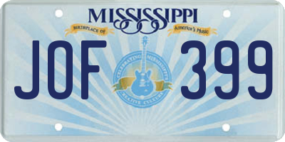 MS license plate JOF399