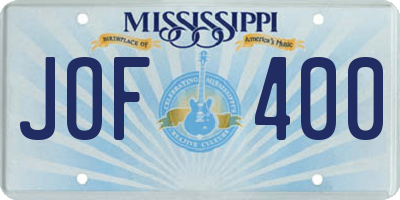 MS license plate JOF400