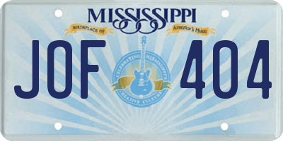 MS license plate JOF404