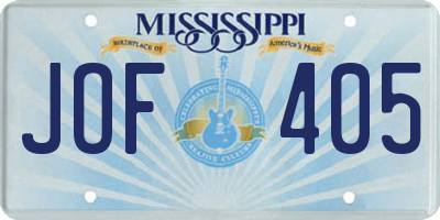 MS license plate JOF405
