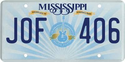 MS license plate JOF406
