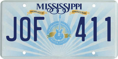 MS license plate JOF411