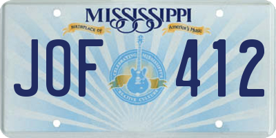 MS license plate JOF412