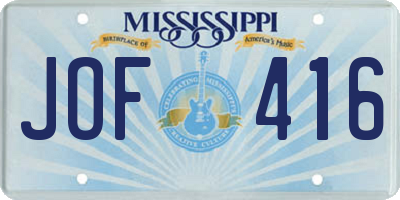MS license plate JOF416