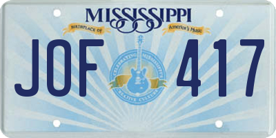 MS license plate JOF417