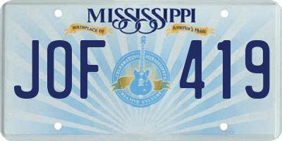 MS license plate JOF419