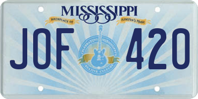 MS license plate JOF420