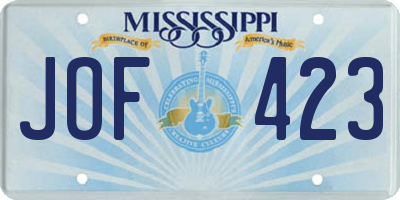 MS license plate JOF423