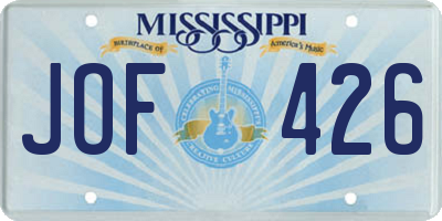 MS license plate JOF426