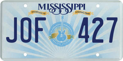 MS license plate JOF427