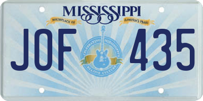 MS license plate JOF435
