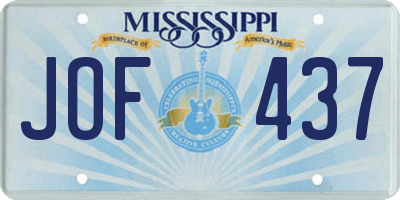 MS license plate JOF437