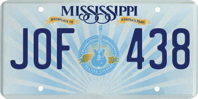 MS license plate JOF438