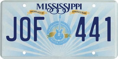 MS license plate JOF441