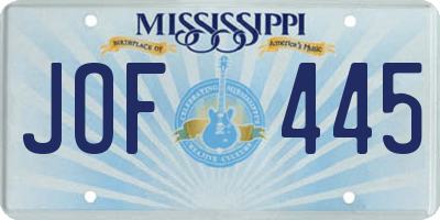 MS license plate JOF445