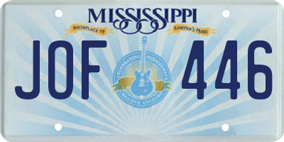 MS license plate JOF446