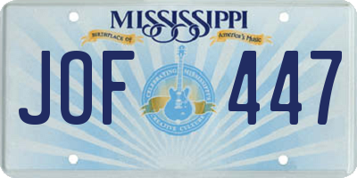 MS license plate JOF447