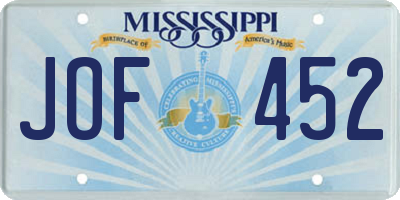 MS license plate JOF452