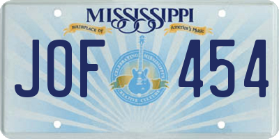MS license plate JOF454