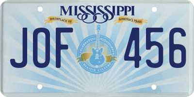 MS license plate JOF456