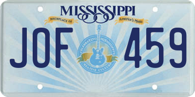 MS license plate JOF459