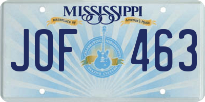 MS license plate JOF463