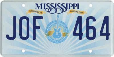 MS license plate JOF464