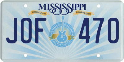 MS license plate JOF470