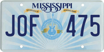 MS license plate JOF475