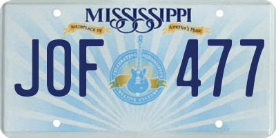 MS license plate JOF477