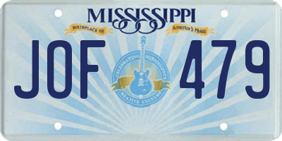 MS license plate JOF479