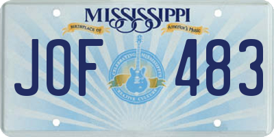 MS license plate JOF483