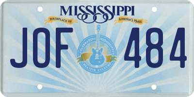 MS license plate JOF484