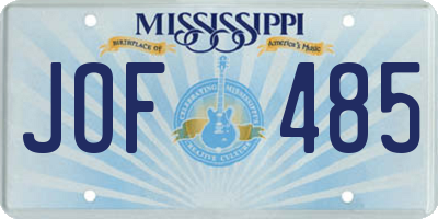 MS license plate JOF485