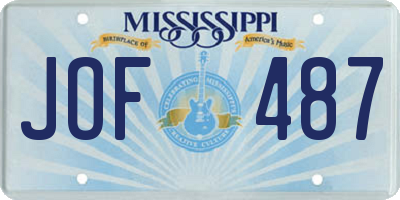 MS license plate JOF487