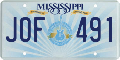MS license plate JOF491